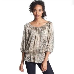 VINCE CAMUTO CHEETAH PRINT PEPLUM SILKY BLOUSE M